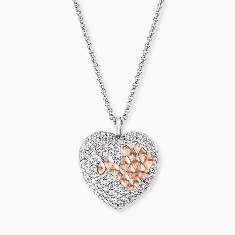 Halskette 925er Silber Herz Bicolor mit Zirkonia sold by Engelsrufer