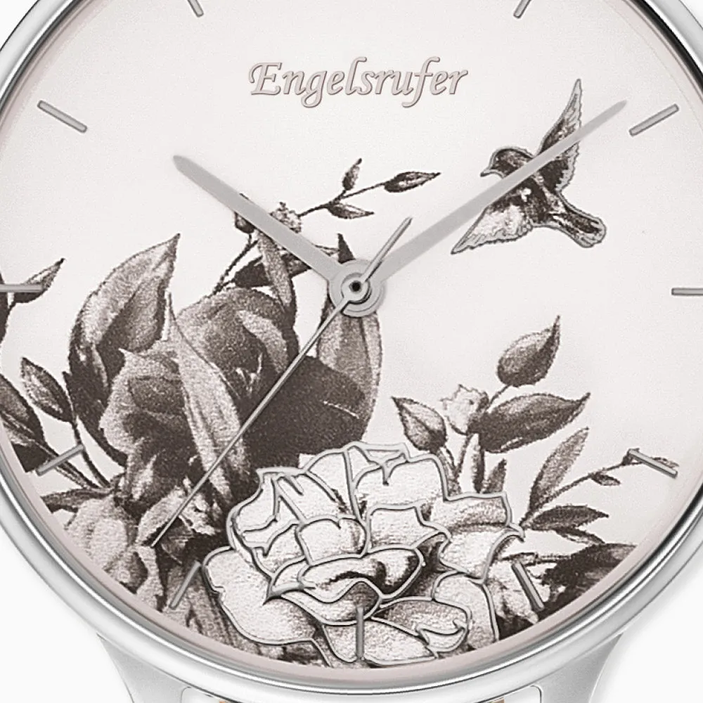 Uhr Edelstahl Blume Silber mit Nubuk Lederband Grau sold by Engelsrufer product image thumbnail 3
