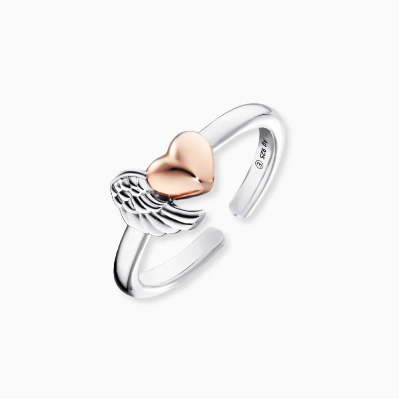 Ring 925er Silber Herzflügel Bicolor sold by Engelsrufer