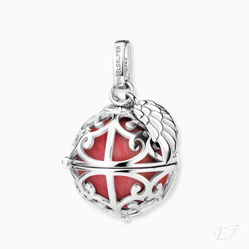 Anhänger 925er Silber Engelsrufer Flügel mit Klangkugel Perlmutt Rot sold by Engelsrufer