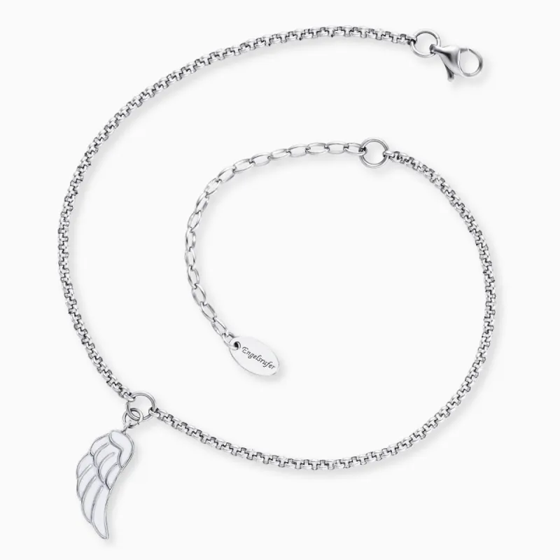 Fußkette Edelstahl Flügel mit Emaille sold by Engelsrufer
