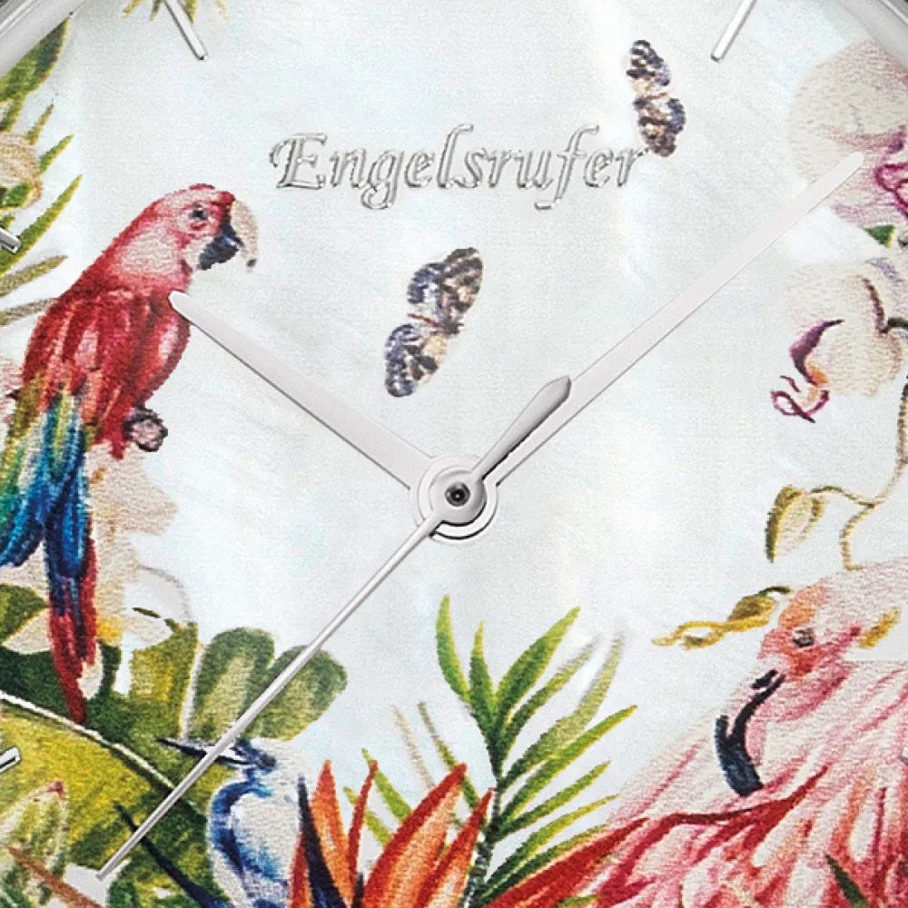 Set Uhr Edelstahl Paradise mit Zirkonia Nubuk Lederband Koralle & Edelstahl Mesh-Band sold by Engelsrufer product image thumbnail 3