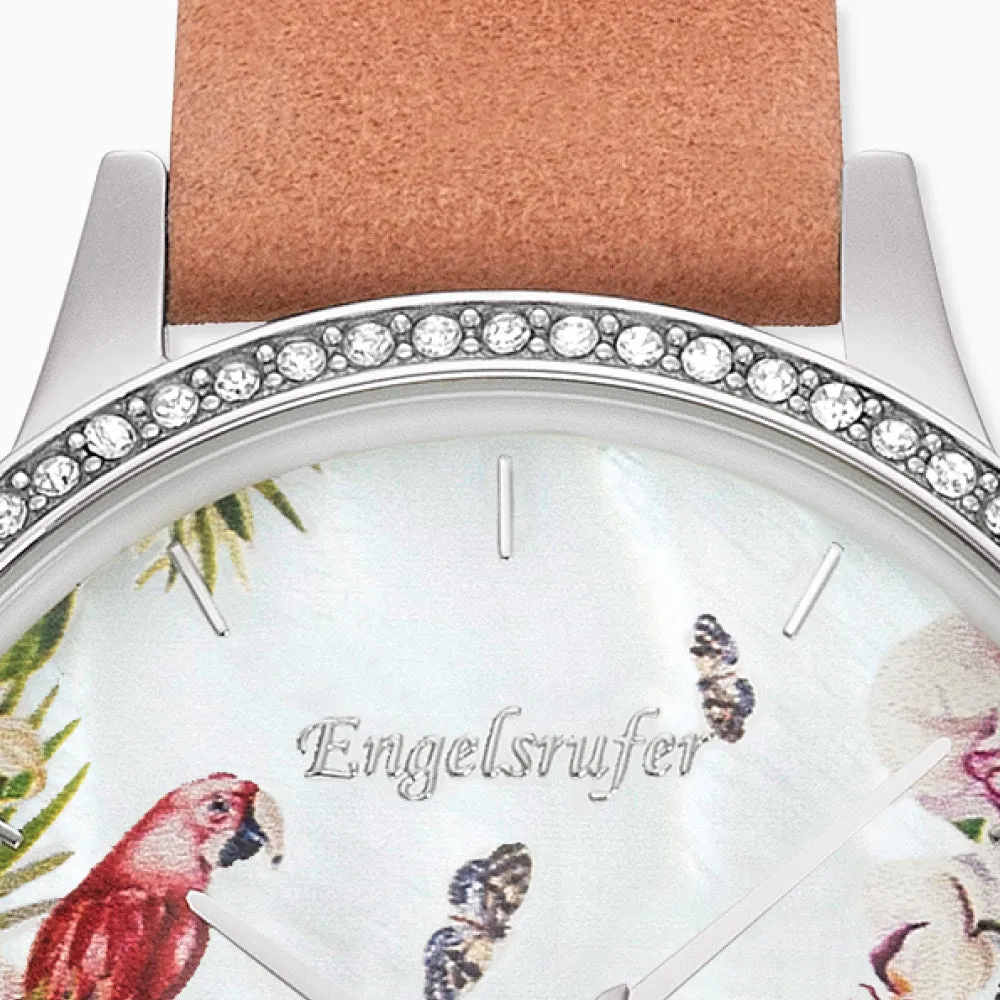 Set Uhr Edelstahl Paradise mit Zirkonia Nubuk Lederband Koralle & Edelstahl Mesh-Band sold by Engelsrufer product image thumbnail 2