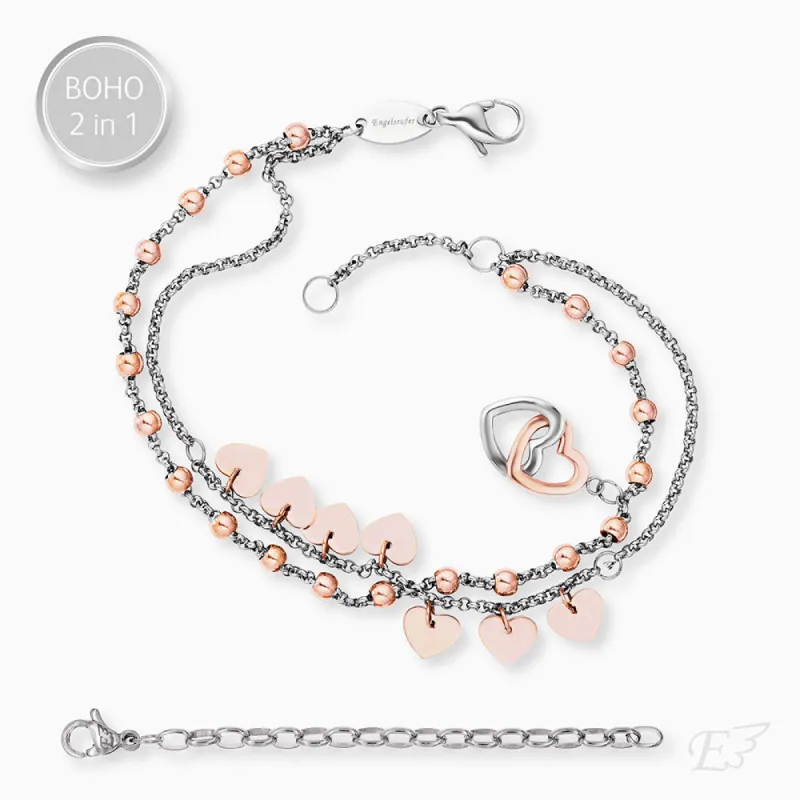 Engelsrufer Duo 2 in 1: Armband Fußkettchen BOHO Herzen Bicolor sold by Engelsrufer