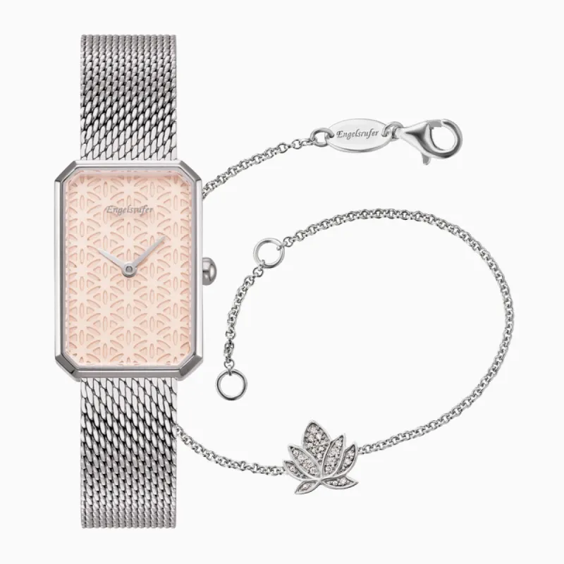 Set Uhr Edelstahl Lebensblume & Armband 925er Silber sold by Engelsrufer