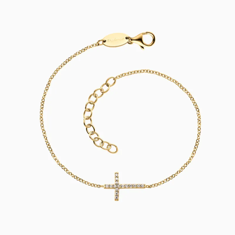 Armband 925er Silber Kreuz Gold mit Zirkonia sold by Engelsrufer