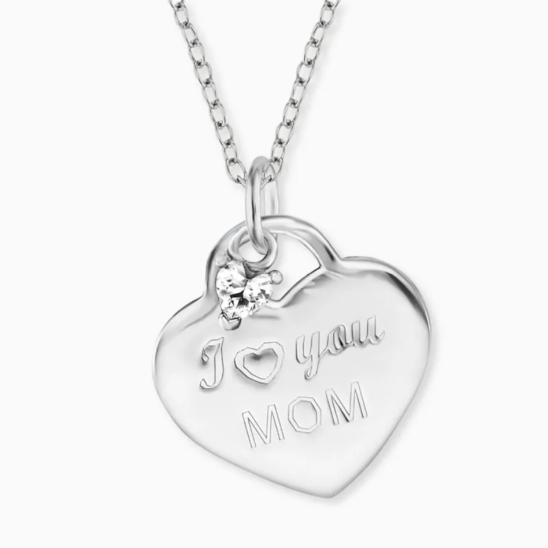 Halskette 925er Silber I Love You Mom mit Zirkonia sold by Engelsrufer