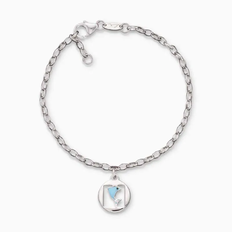 Kinder Armband 925er Silber Delfin mit Emaille sold by Engelsrufer