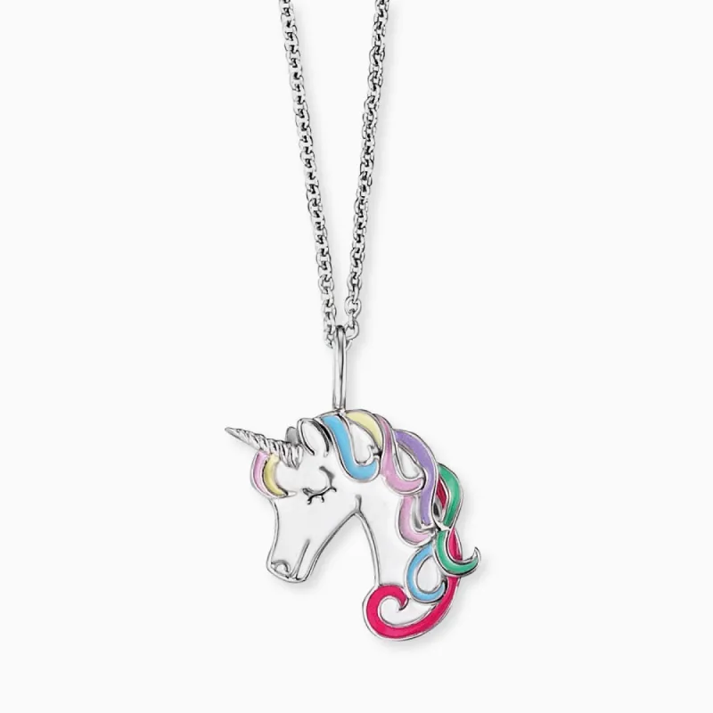 Kinder Halskette Edelstahl Einhorn mit Emaille sold by Engelsrufer