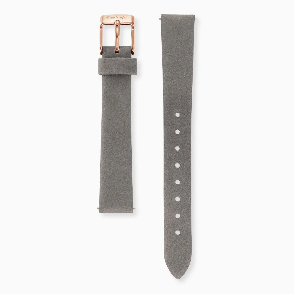 Lederarmband Grau für Uhren mit Edelstahl Verschluss Roségold 14 mm sold by Engelsrufer
