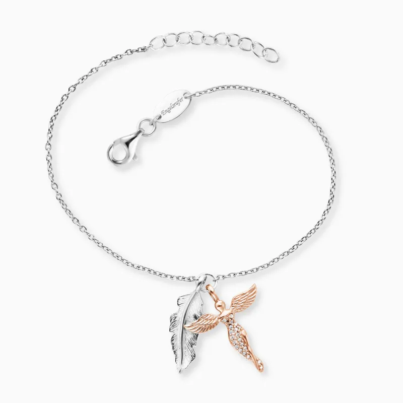 Armband 925er Silber Schutzengel Feder Bicolor sold by Engelsrufer