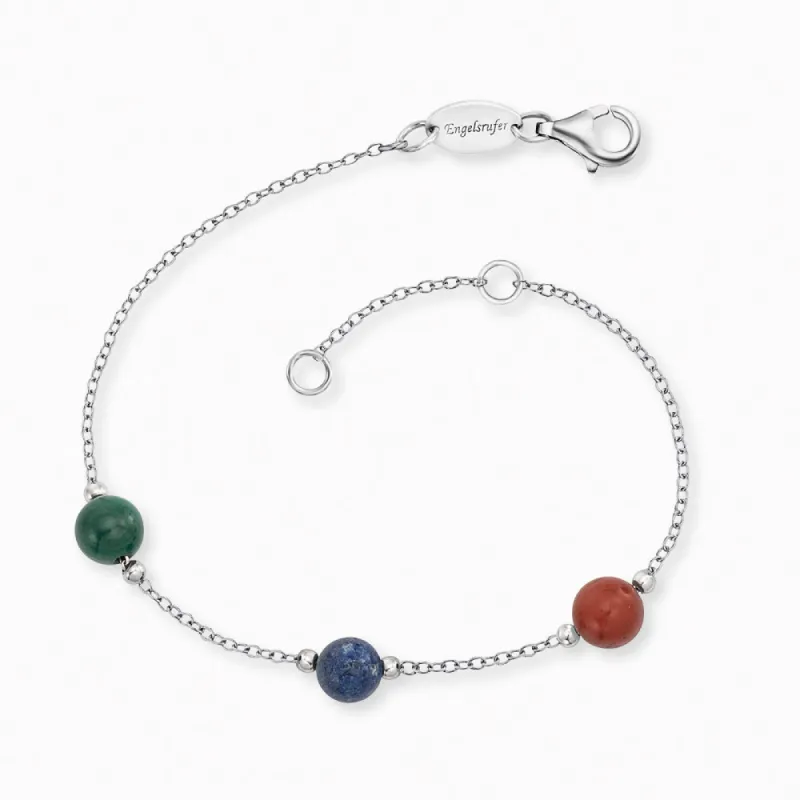 Armband 925er Silber mit Kraftsteinen Malachit Lapislazuli Roter Jaspis sold by Engelsrufer