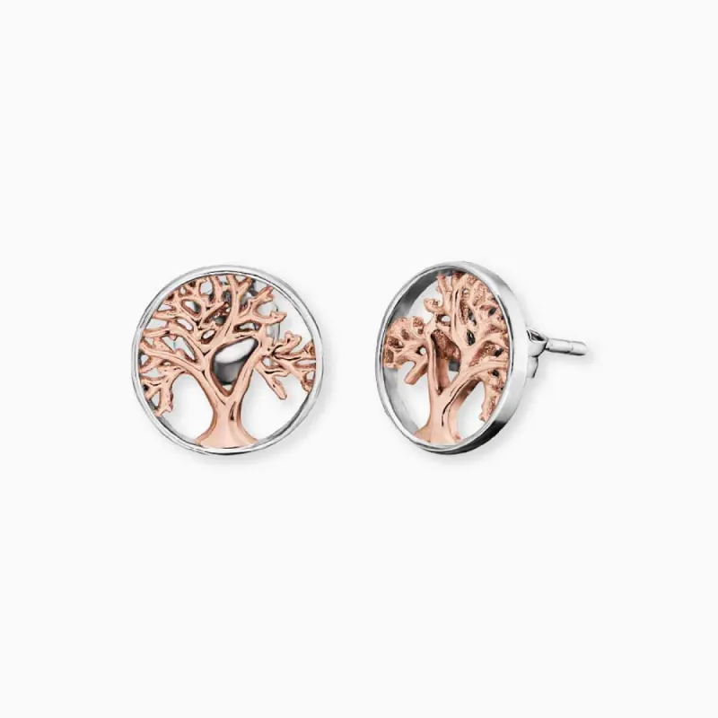 Ohrstecker 925er Silber Lebensbaum Bicolor Roségold sold by Engelsrufer