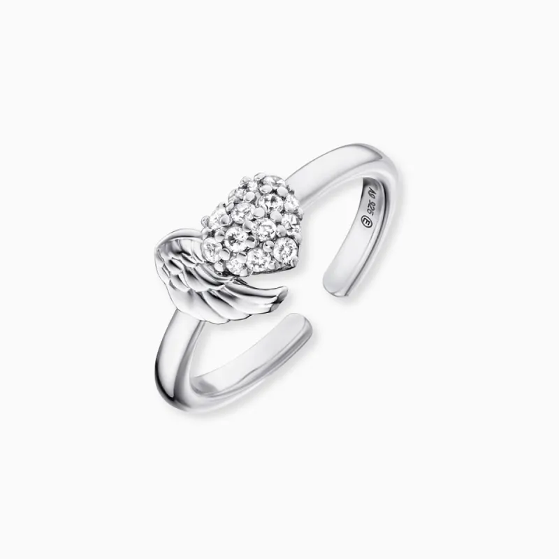 Ring 925er Silber Herzflügel mit Zirkonia sold by Engelsrufer