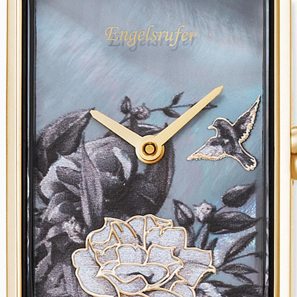 Uhr Edelstahl Blume Gold mit Nubuk Lederband Nachtblau sold by Engelsrufer product image thumbnail 3