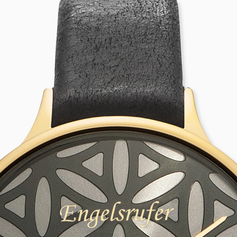Uhr Edelstahl Lebensblume Gold mit Lederband Schwarz sold by Engelsrufer product image thumbnail 4