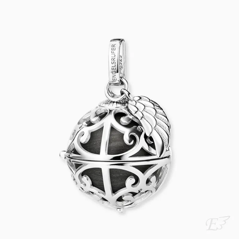 Anhänger 925er Silber Engelsrufer Flügel mit Klangkugel Perlmutt Grau sold by Engelsrufer