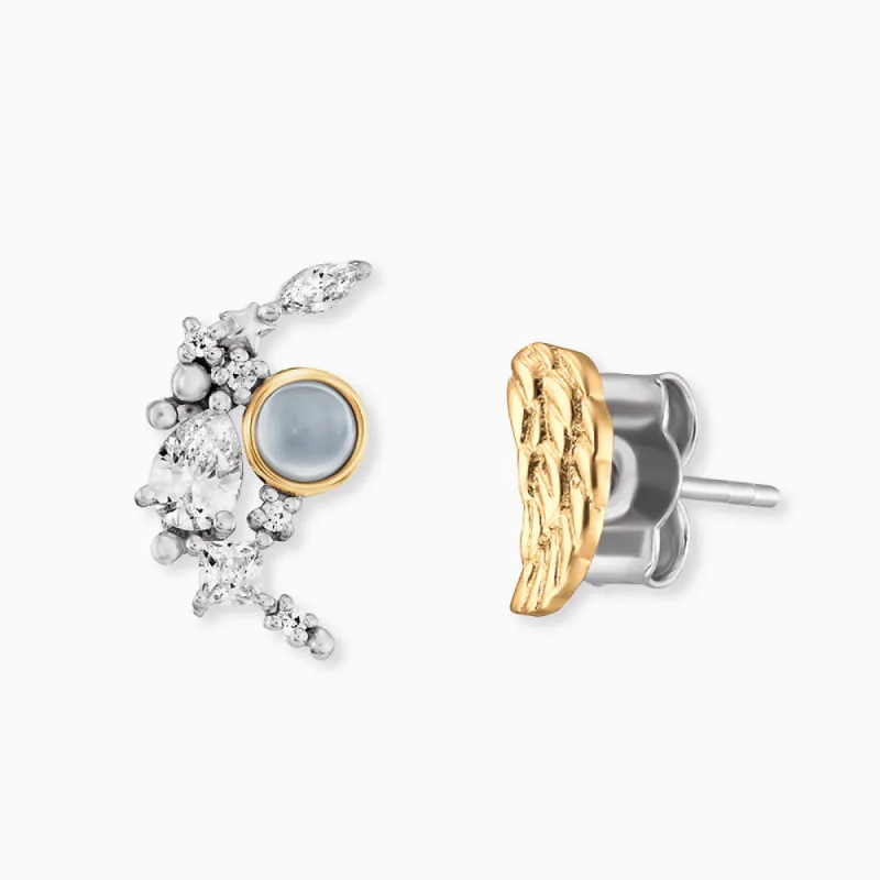 Ohrstecker 925er Silber Pure Moon Flügel Gold mit Mondstein sold by Engelsrufer