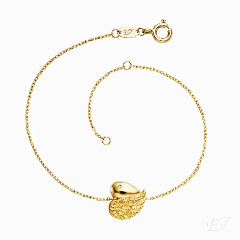 Armband 375er Echtgold Herzflügel mit Diamant sold by Engelsrufer