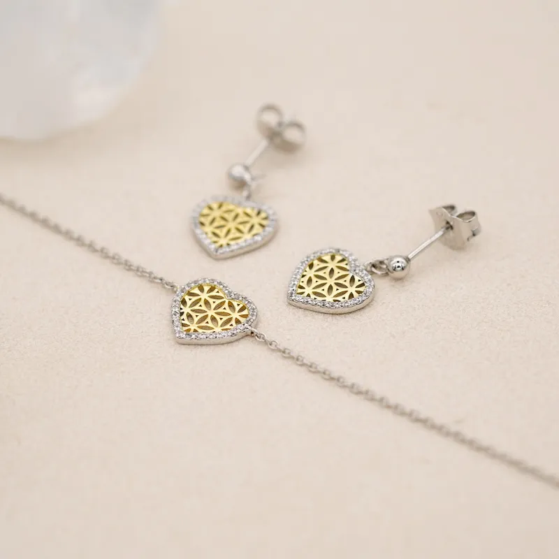 Engelsrufer „Lebensblume & Herz“ – Armband & Ohrringe in Silber und Gold sold by Engelsrufer