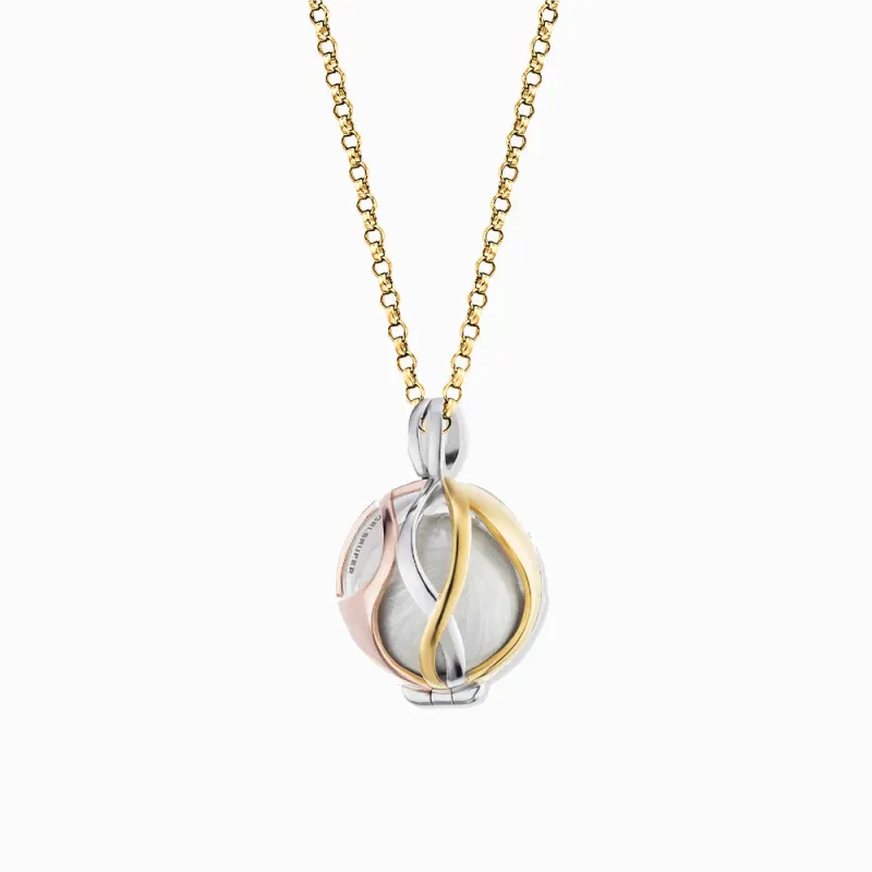 Engelsrufer Anhänger Paradise tricolor Klangkugel weiß 18 mm mit Kette gold 50 cm sold by Engelsrufer