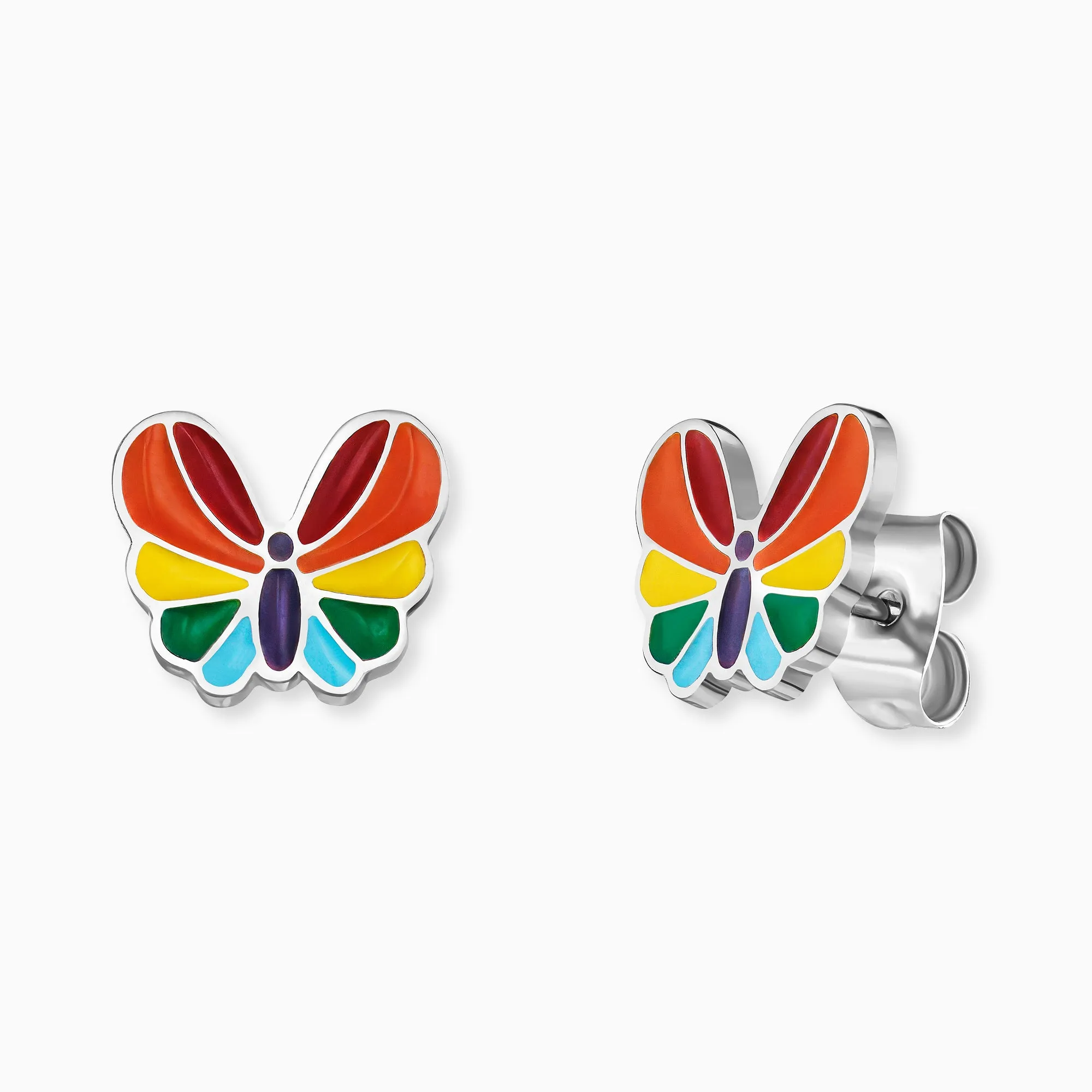 Kinder Ohrstecker Edelstahl bunt Schmetterling mit Emaille sold by Engelsrufer