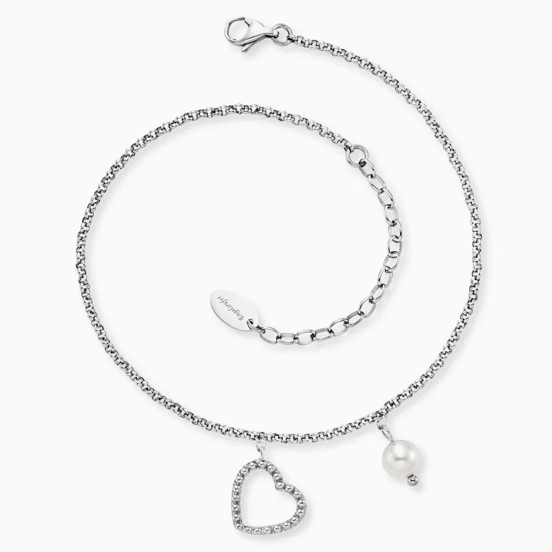 Fußkette Edelstahl Herz mit Perle sold by Engelsrufer
