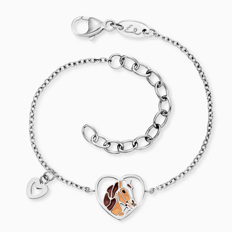 Kinder Armband Edelstahl Pferd mit Emaille sold by Engelsrufer