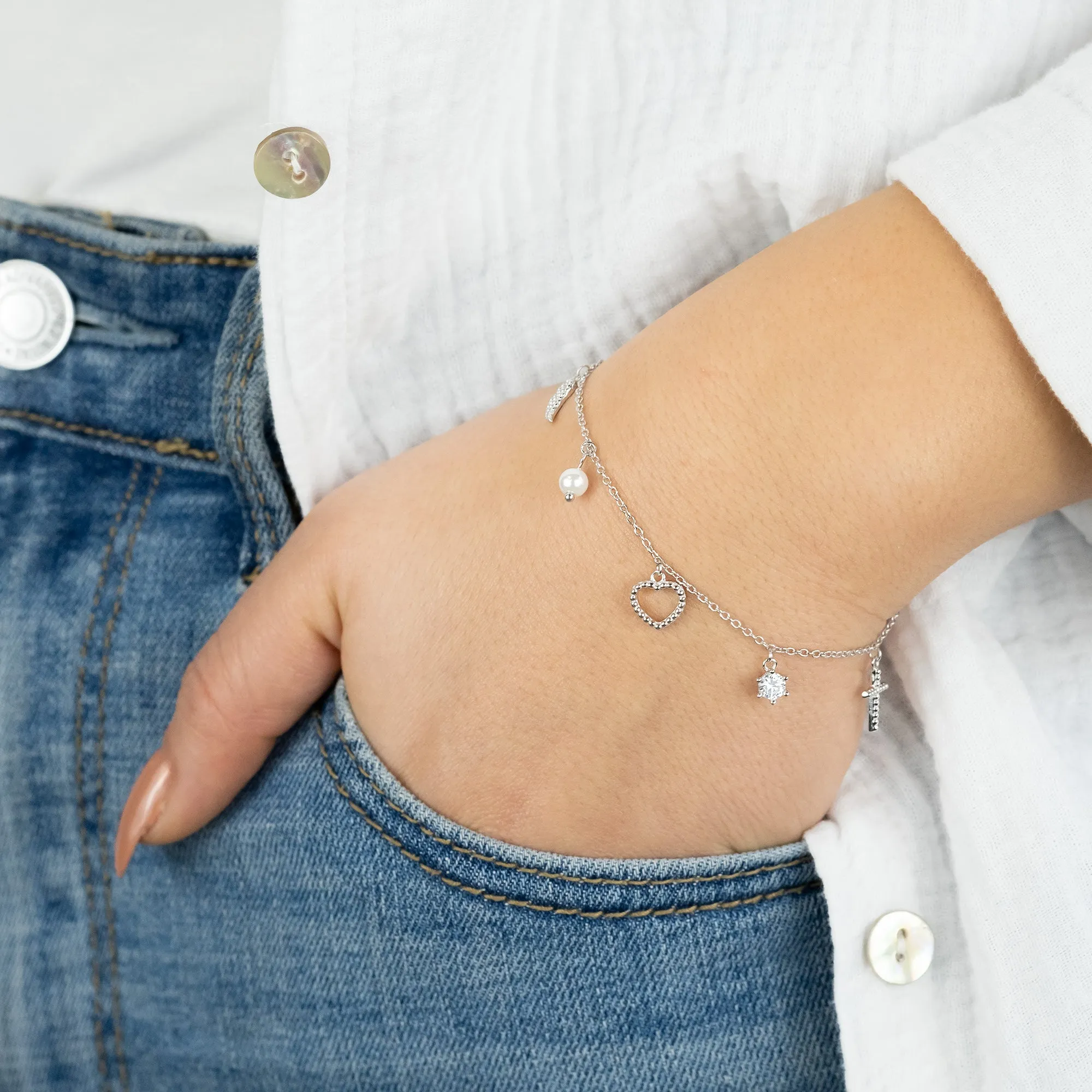 Armband 925er Silber Glaube Liebe Hoffnung mit Zirkonia sold by Engelsrufer product image thumbnail 2