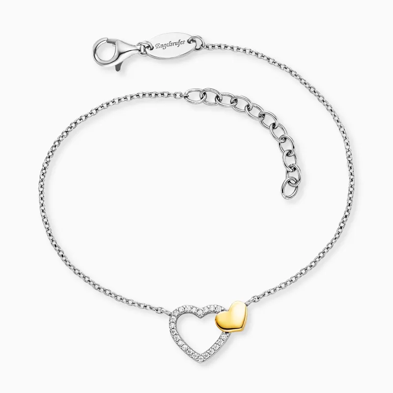 Armband 925er Silber Herzen Bicolor mit Zirkonia sold by Engelsrufer