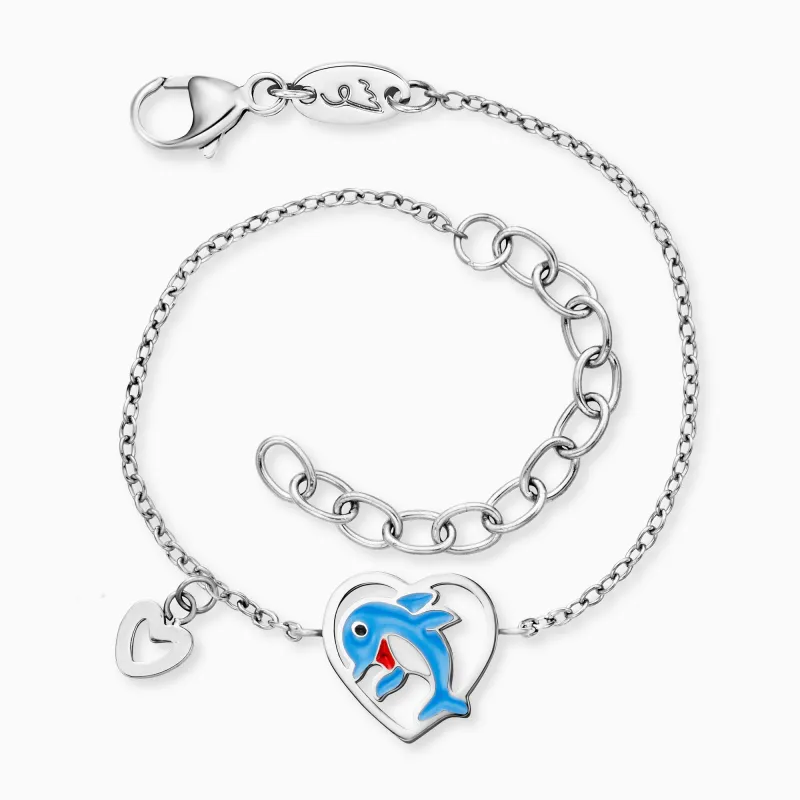 Kinder Armband Edelstahl Delfin mit Emaille sold by Engelsrufer