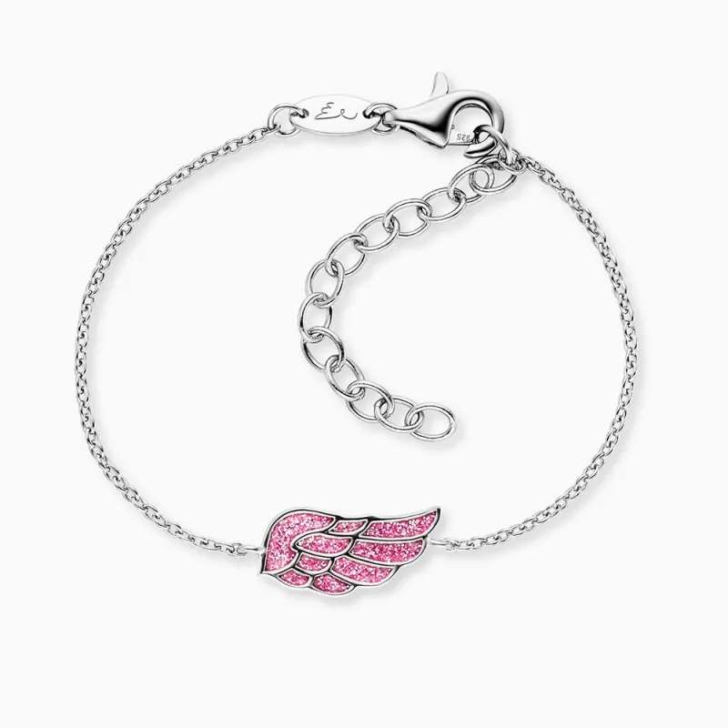 Kinder Armband 925er Silber Glitzerflügel mit Emaille sold by Engelsrufer