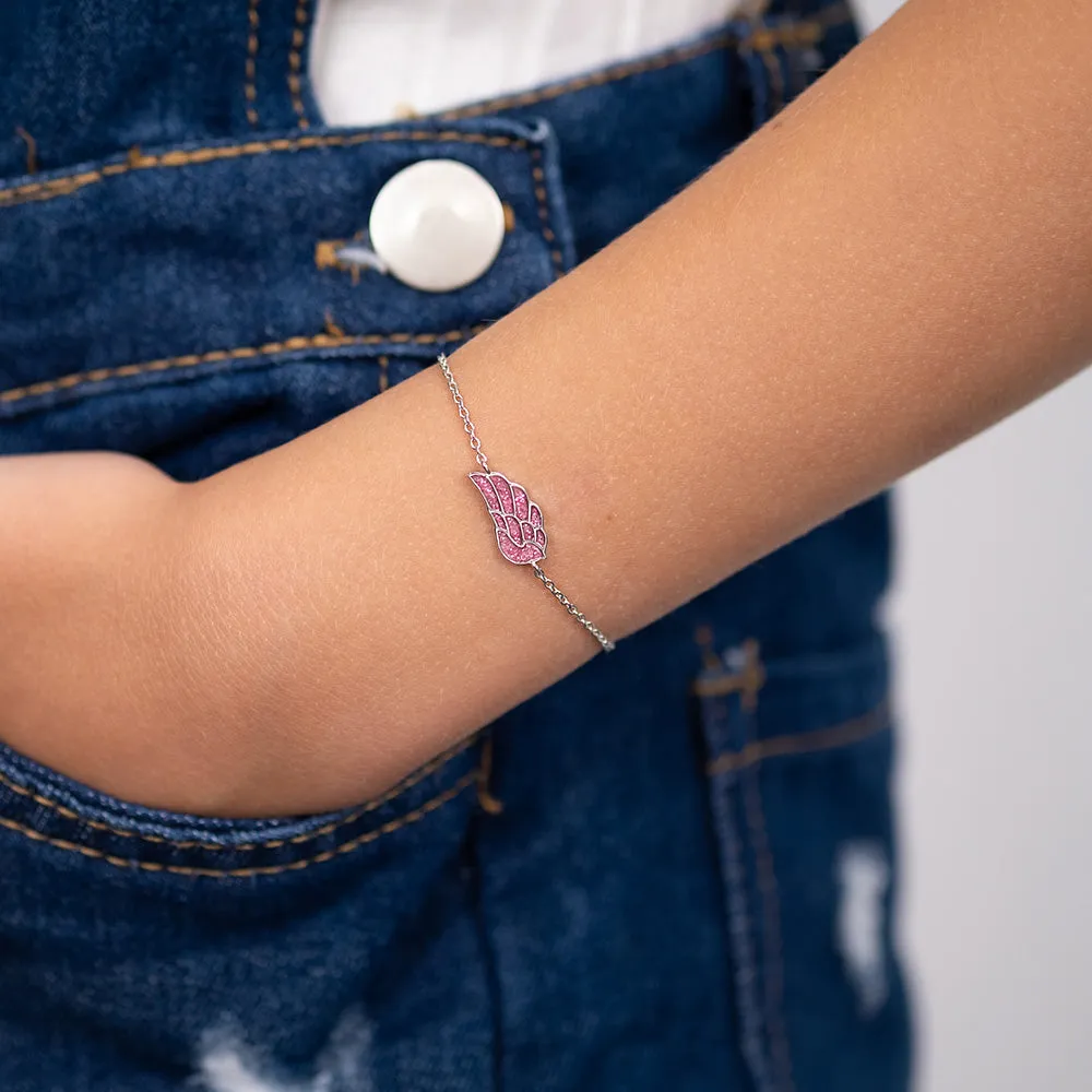 Kinder Armband 925er Silber Glitzerflügel mit Emaille sold by Engelsrufer product image thumbnail 2