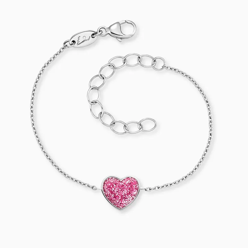 Kinder Armband 925er Silber Glitzerherz mit Emaille sold by Engelsrufer