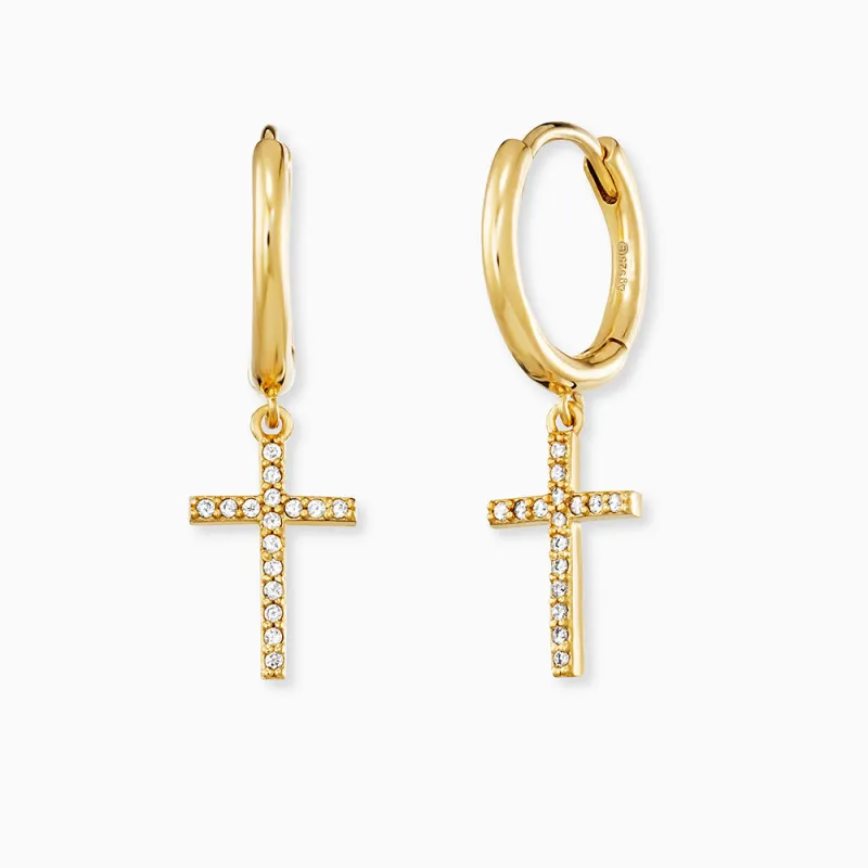 Creole 925er Silber Kreuz Gold mit Zirkonia sold by Engelsrufer