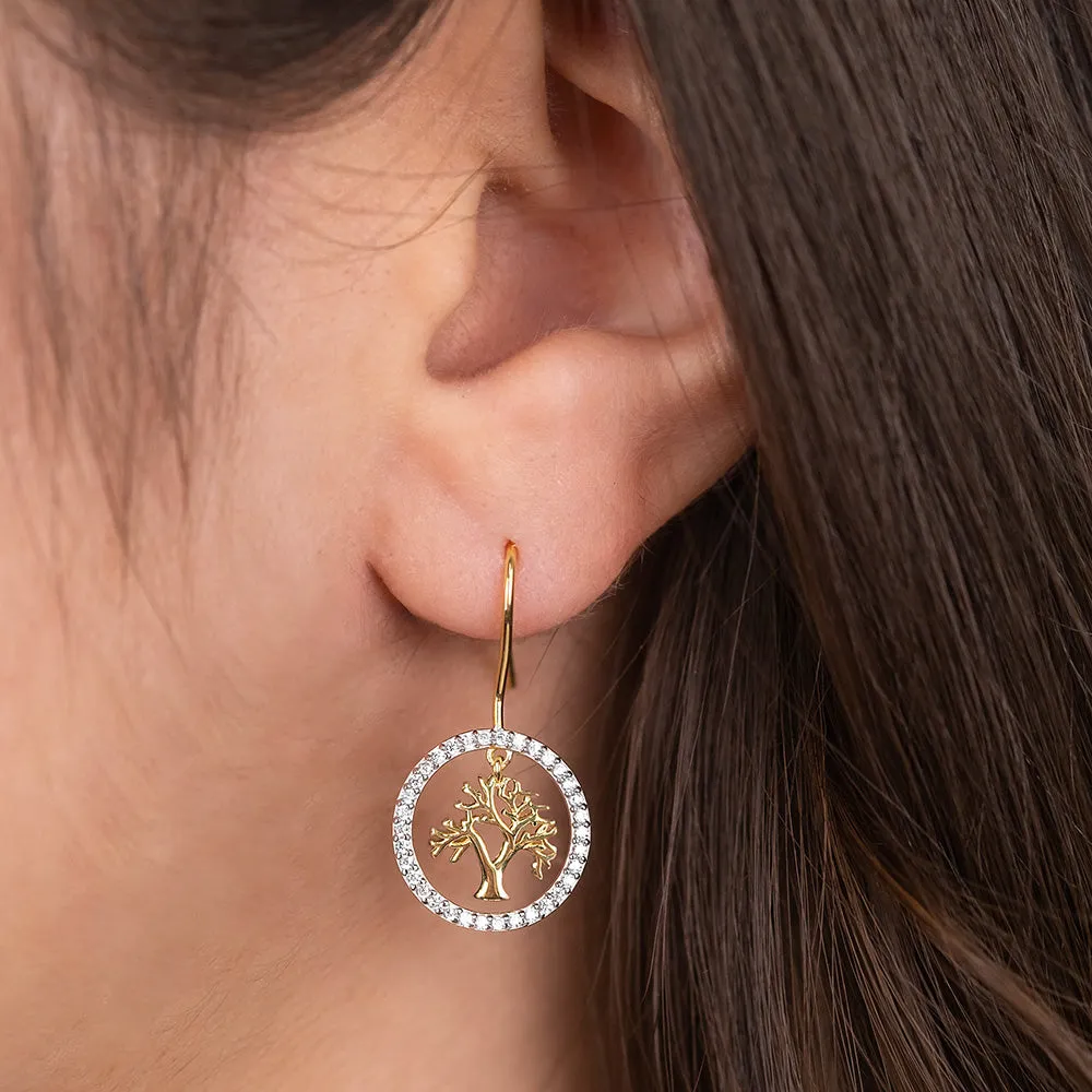 Ohrhänger 925er Silber Lebensbaum Bicolor Gold mit Zirkonia sold by Engelsrufer product image thumbnail 2