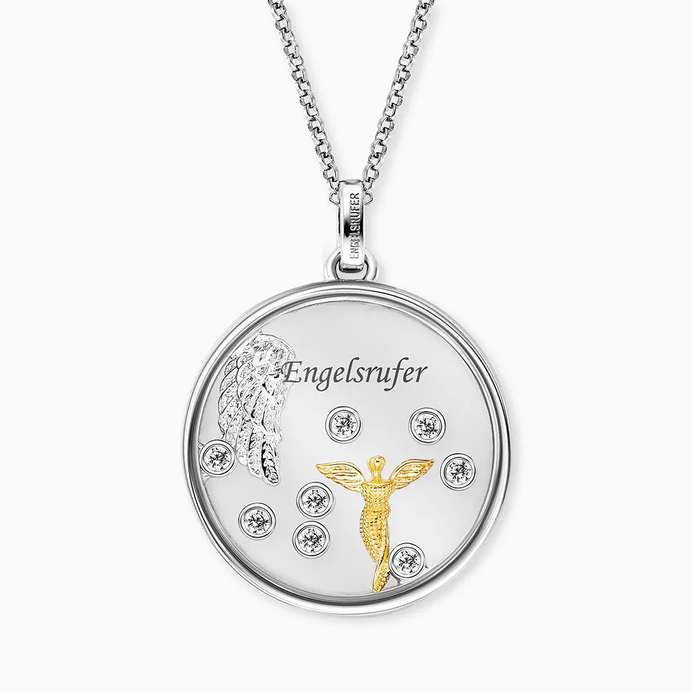Halskette 925er Silber Glaslinse Schutzengel Bicolor mit Zirkonia sold by Engelsrufer