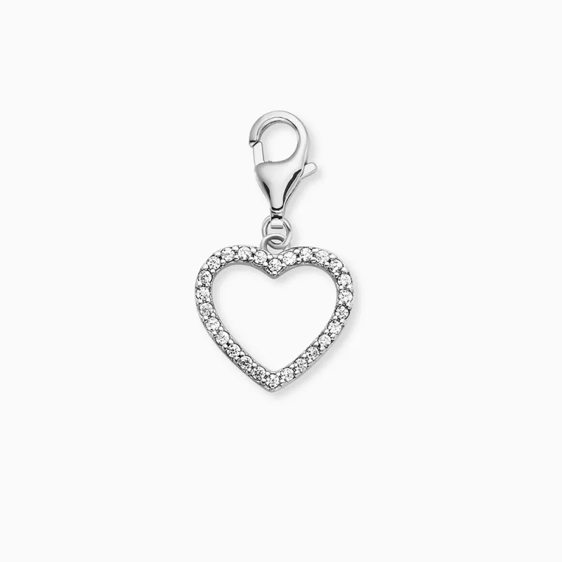 Charm 925er Silber Herz mit Zirkonia made by Engelsrufer