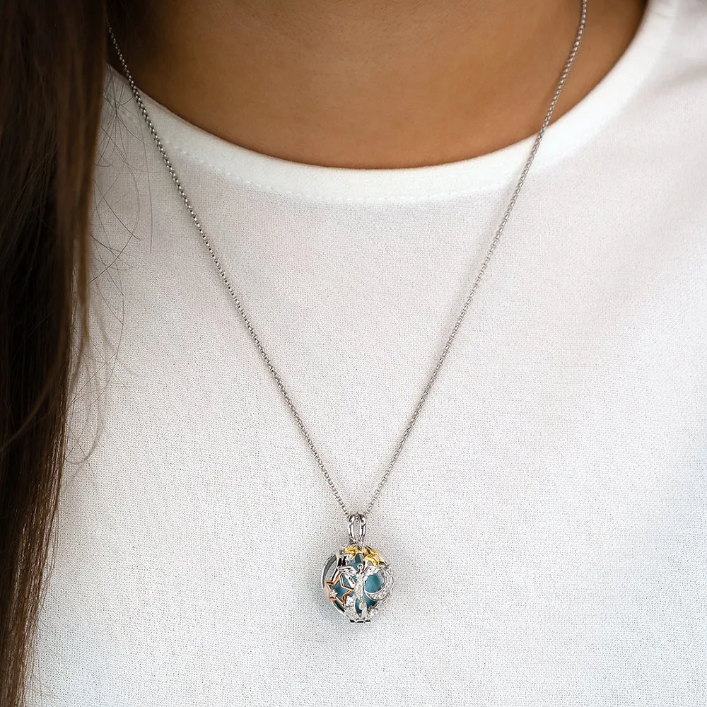 Halskette 925er Silber Heaven mit Klangkugel Türkis und Zirkonia Grösse S sold by Engelsrufer product image thumbnail 2