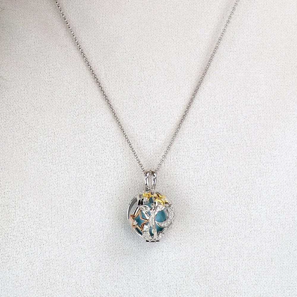 Halskette 925er Silber Heaven mit Klangkugel Türkis und Zirkonia Grösse S sold by Engelsrufer product image thumbnail 3