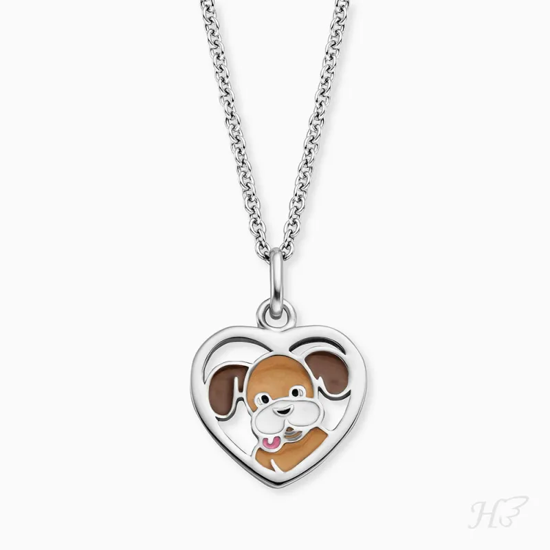 Kinder Halskette 925er Silber Hund mit Emaille sold by Engelsrufer