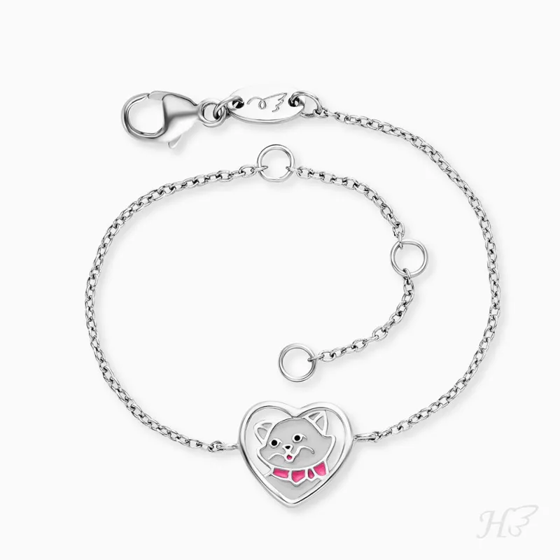 Kinder Armband 925er Silber Katze mit Emaille sold by Engelsrufer