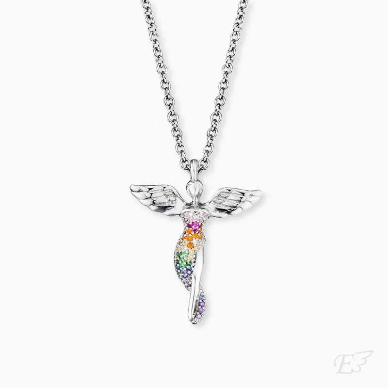 Halskette 925er Silber Schutzengel mit Zirkonia Multicolor sold by Engelsrufer