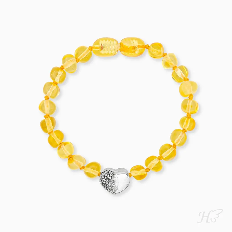 Kinder Armband Herzflügel mit Bernstein made by Engelsrufer