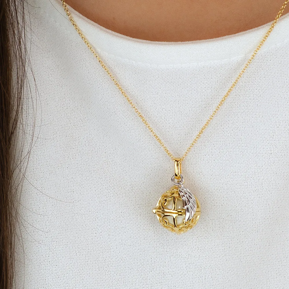 Halskette 925er Silber Engelsrufer Gold mit Klangkugel Weiß Größe XS sold by Engelsrufer product image thumbnail 3