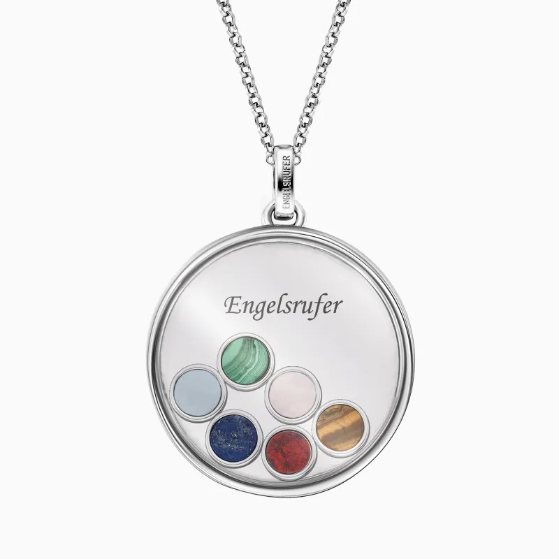 Halskette 925er Silber Glaslinse mit 6 Kraftsteinen sold by Engelsrufer