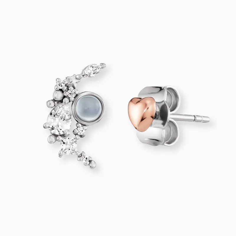 Ohrstecker 925er Silber Pure Moon Herz mit Mondstein Bicolor sold by Engelsrufer