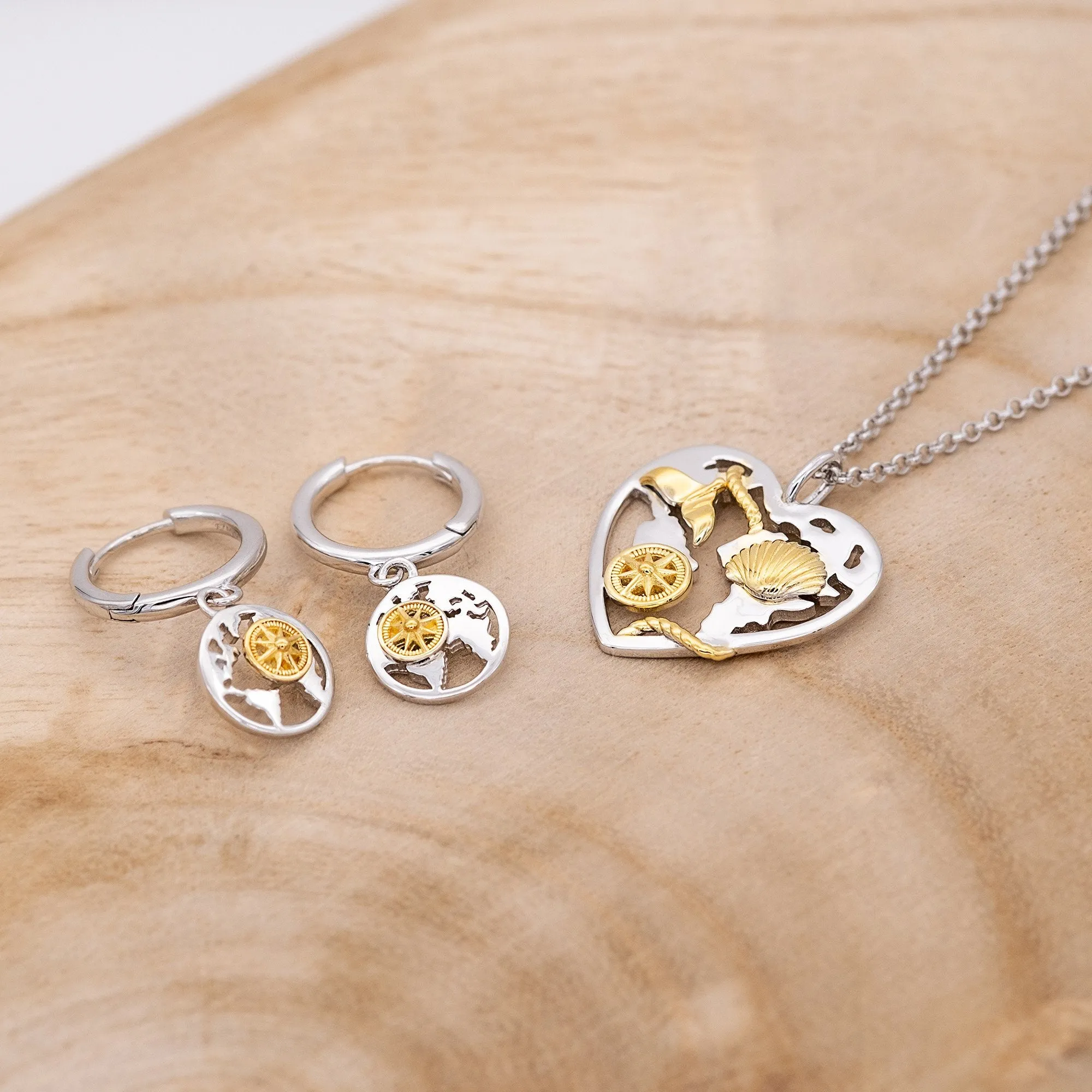 Schmuckset Aloha: Herz Creolen und Halskette sold by Engelsrufer