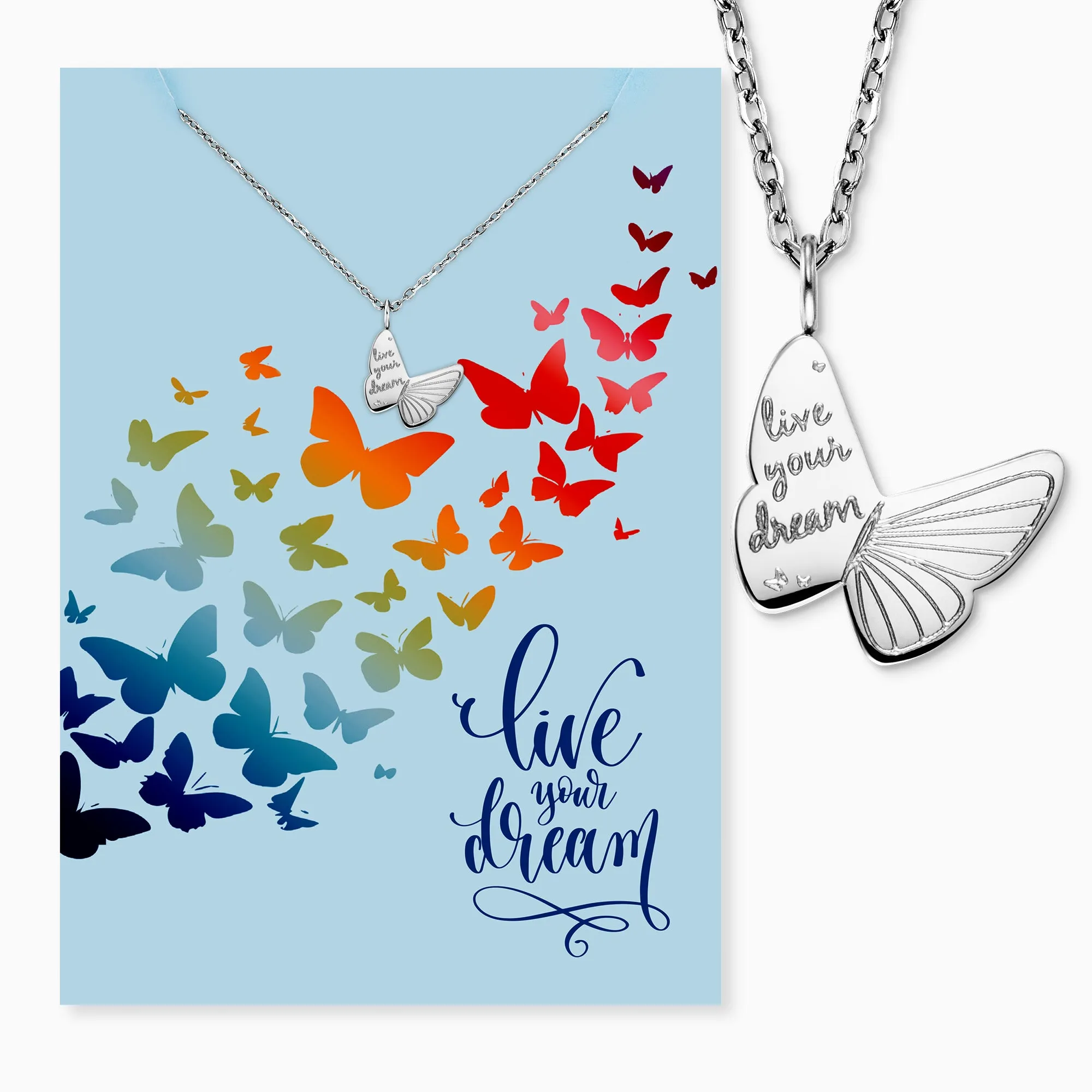 Grußkarte Dream mit Halskette Edelstahl SIlber sold by Engelsrufer