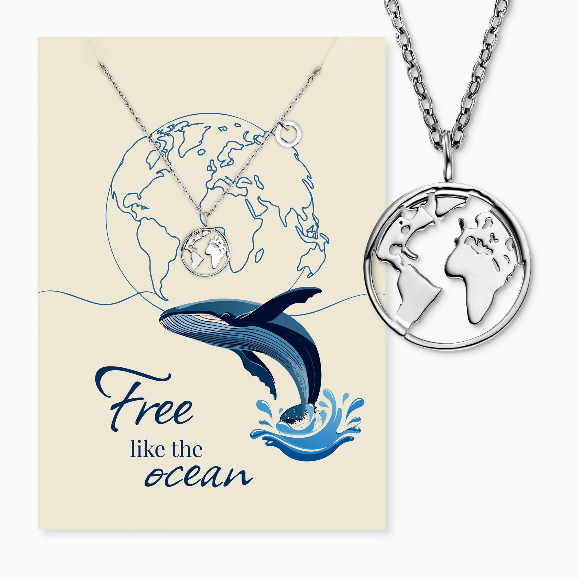 Grußkarte Ocean mit Halskette Edelstahl Silber sold by Engelsrufer